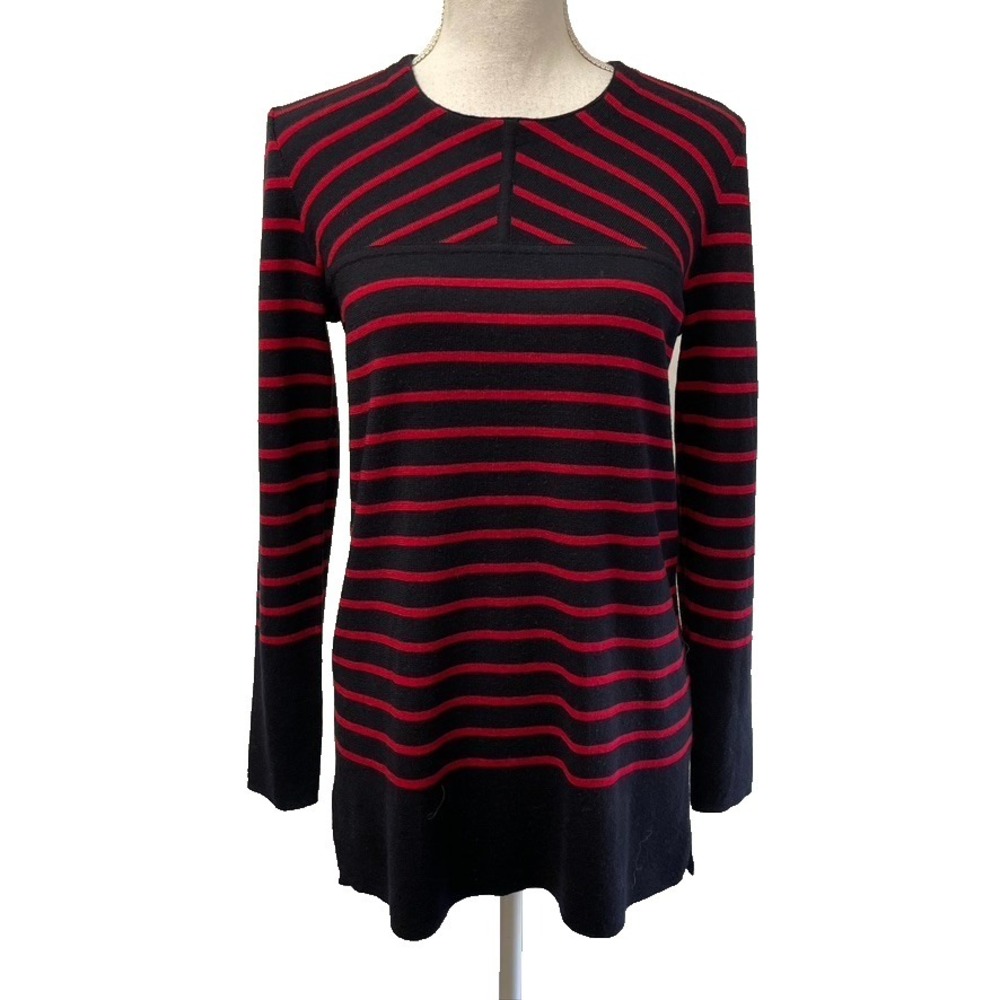 Tory Burch Wool Sweater Jumper‎ Womens Small Blue Stripe Office Preppy Teacher